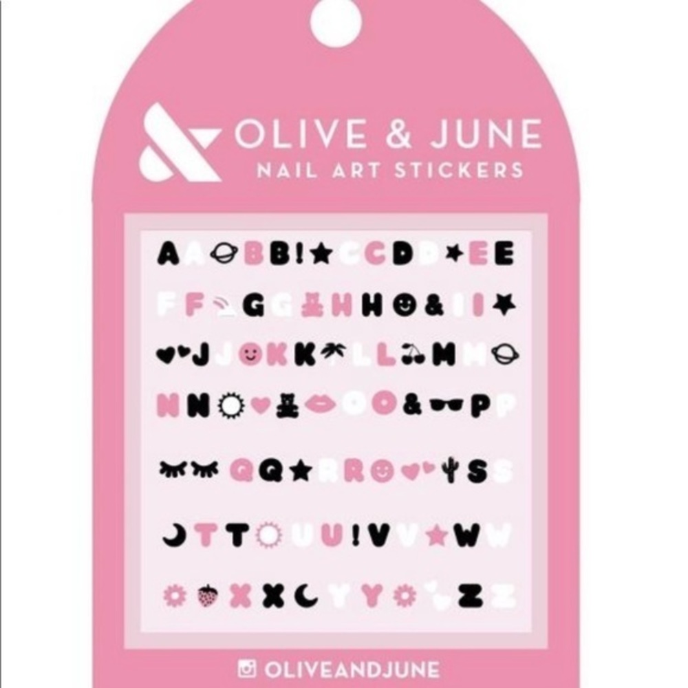 7 NEW Olive & June nail art stickers hearts & bubble letters/ Sports
